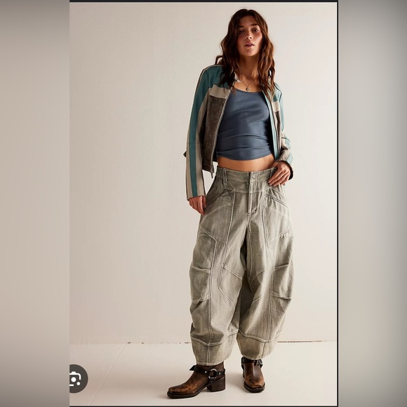 NWT Free People Ride Out Moto Barrel Pants - Picture 1 of 11